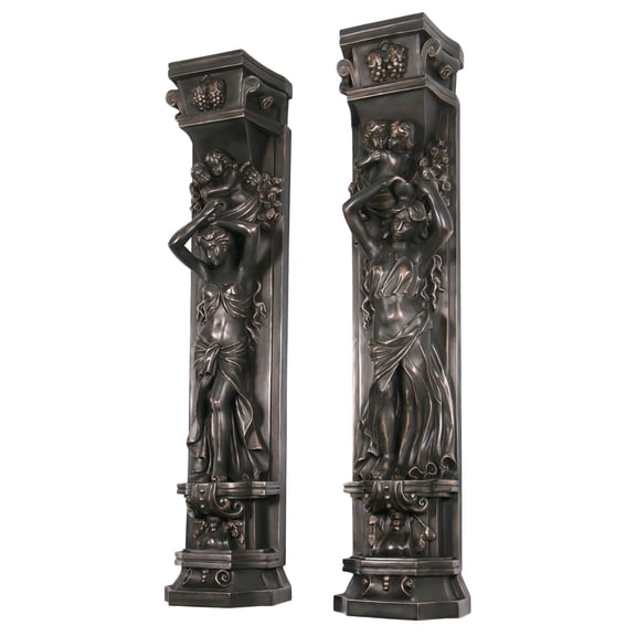 Imperial Bronze Lady Pilaster Set of 2