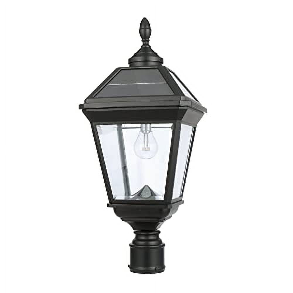 Imperial Black Aluminum Solar Lamp Post with Clear Glass