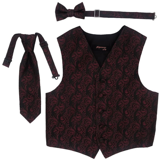 Imperial Burgundy Boys Satin Vest Spencer J - boys 7-8