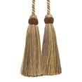 thumbnail image 1 of Imperial Collection Double Tassel Curtain and Drapery Tieback / Holdback, 4" Tassel (10cm), 26" Spread (66cm) # ICT, Cashew Beige #2935 (Light Beige, Mint Green, Yellow Gold) Sold Individually, 1 of 1