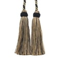 thumbnail image 1 of Imperial Collection Double Tassel Curtain and Drapery Tieback / Holdback, 4" Tassel (10cm), 26" Spread (66cm) # ICT, Tan Beige Black #4363 (Pure Black, Tan Beige, Light Beige) Sold Individually, 1 of 1
