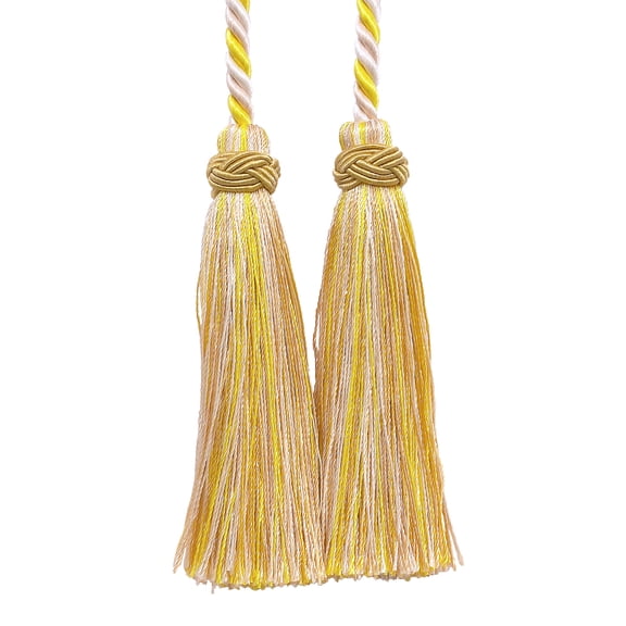 Imperial Collection Double Tassel Curtain and Drapery Tieback / Holdback, 4" Tassel (10cm), 26" Spread (66cm) # ICT, Sunray Gold #4874 (Yellow Gold, Orange Gold, Light Gold) Sold Individually