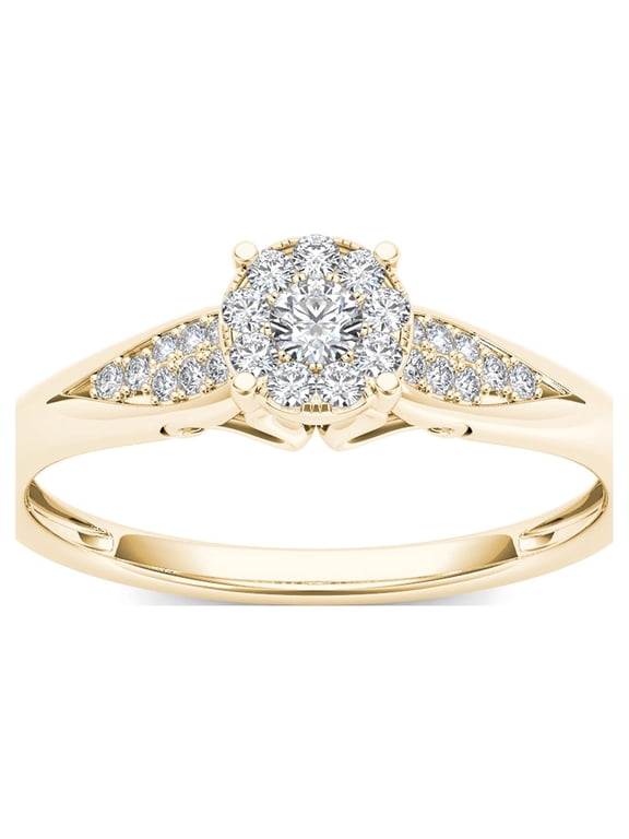 Composite Diamond Cluster Engagement Ring 1/6 ct 10K Yellow Gold