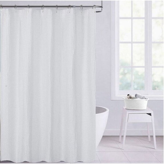 Imperial Cotton Textured Waffle Shower Curtain in White