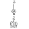 thumbnail image 1 of Imperial Crown Shape Rhinestone Navel Ring Anti allergy Piercing Body Jewelry, 1 of 8