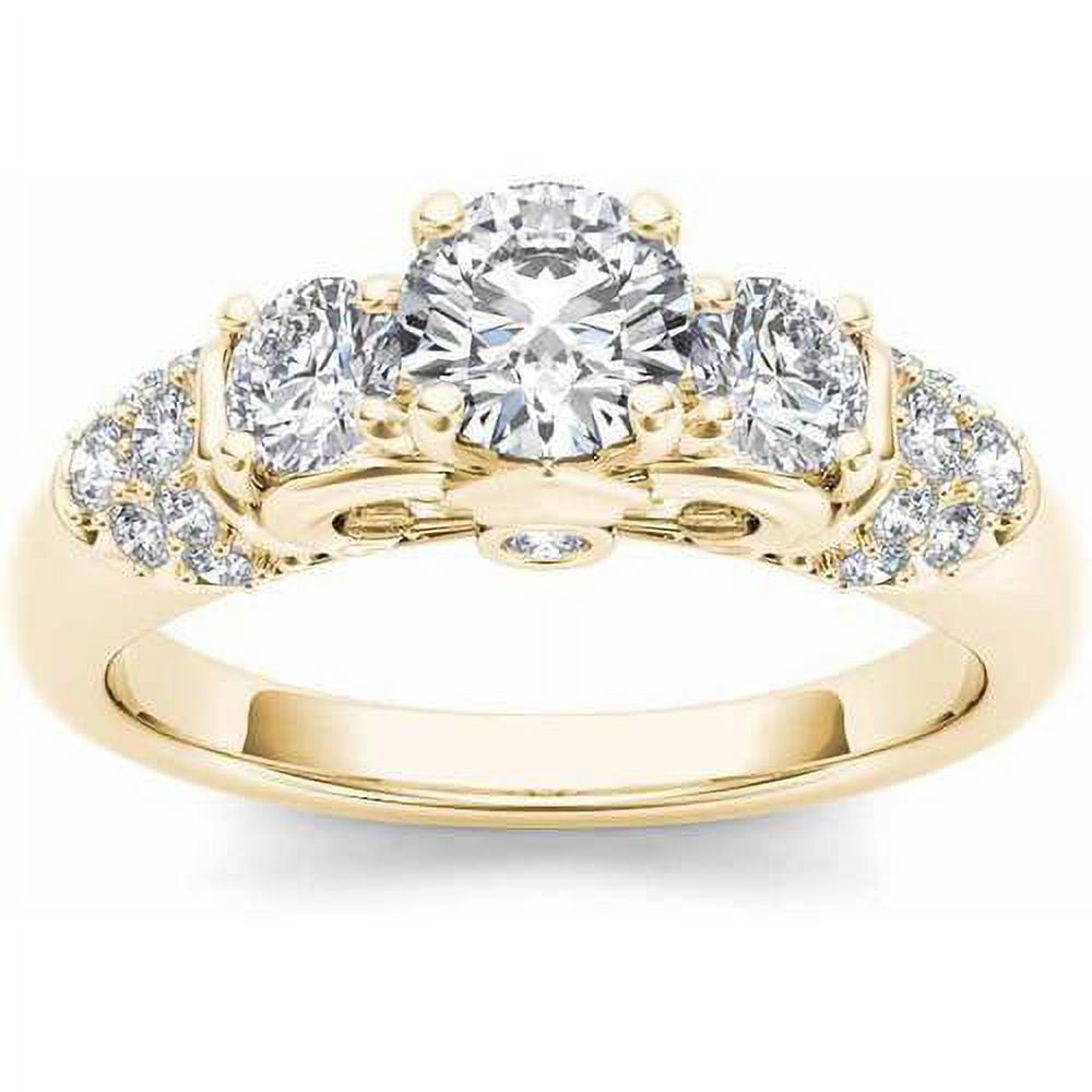 Imperial Diamond Multi-Stone Round Cut Diamond Engagement Ring 1.33 ct, Yellow Gold
