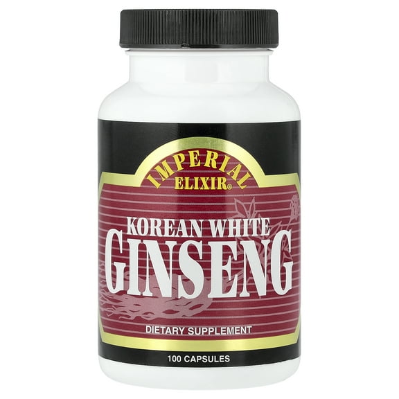 Imperial Elixir Korean White Ginseng, 100 Capsules (500 mg per Capsule)