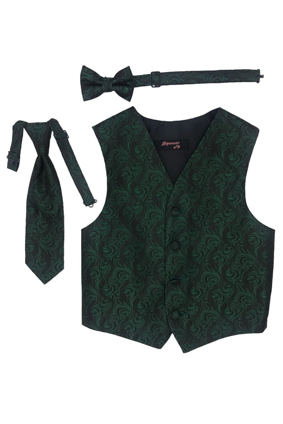 Imperial Emerald Boys Satin Vest Spencer J - Boys 5-6