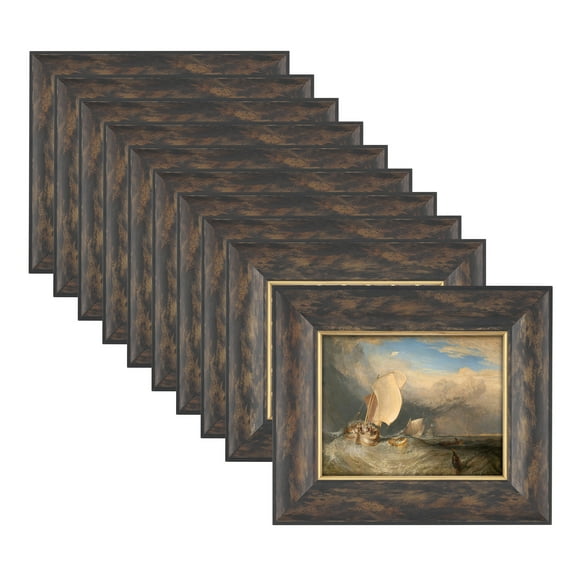 Imperial Frames Saint James Museum Collection - 10 Pack of Beautifully Hand-Finished Dark Burl/Gold Fillet Open Back Frames for Artists, Display, Canvas, & More! - 8x10"