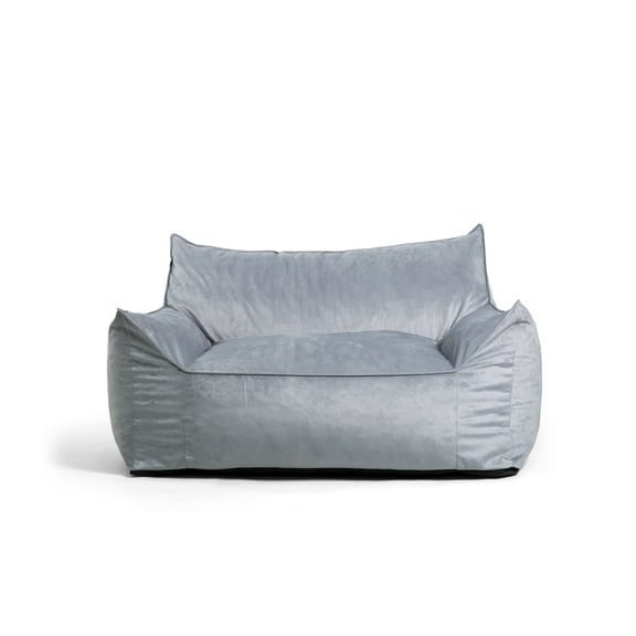 Big Joe Imperial Fufton Foam Filled Bean Bag Sofa with Removable Cover, Gray Plush, Soft Polyester, 5 feet Giant