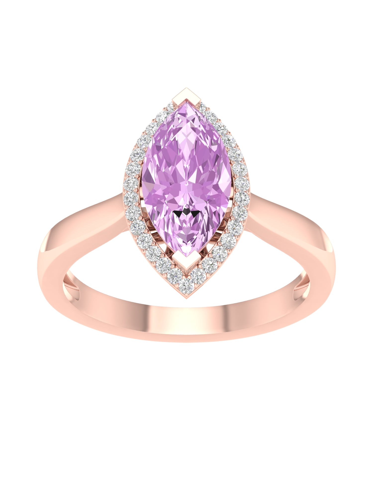 Purple Pink Sapphire Diamond Engagement Ring Rose Gold Marquise Ring