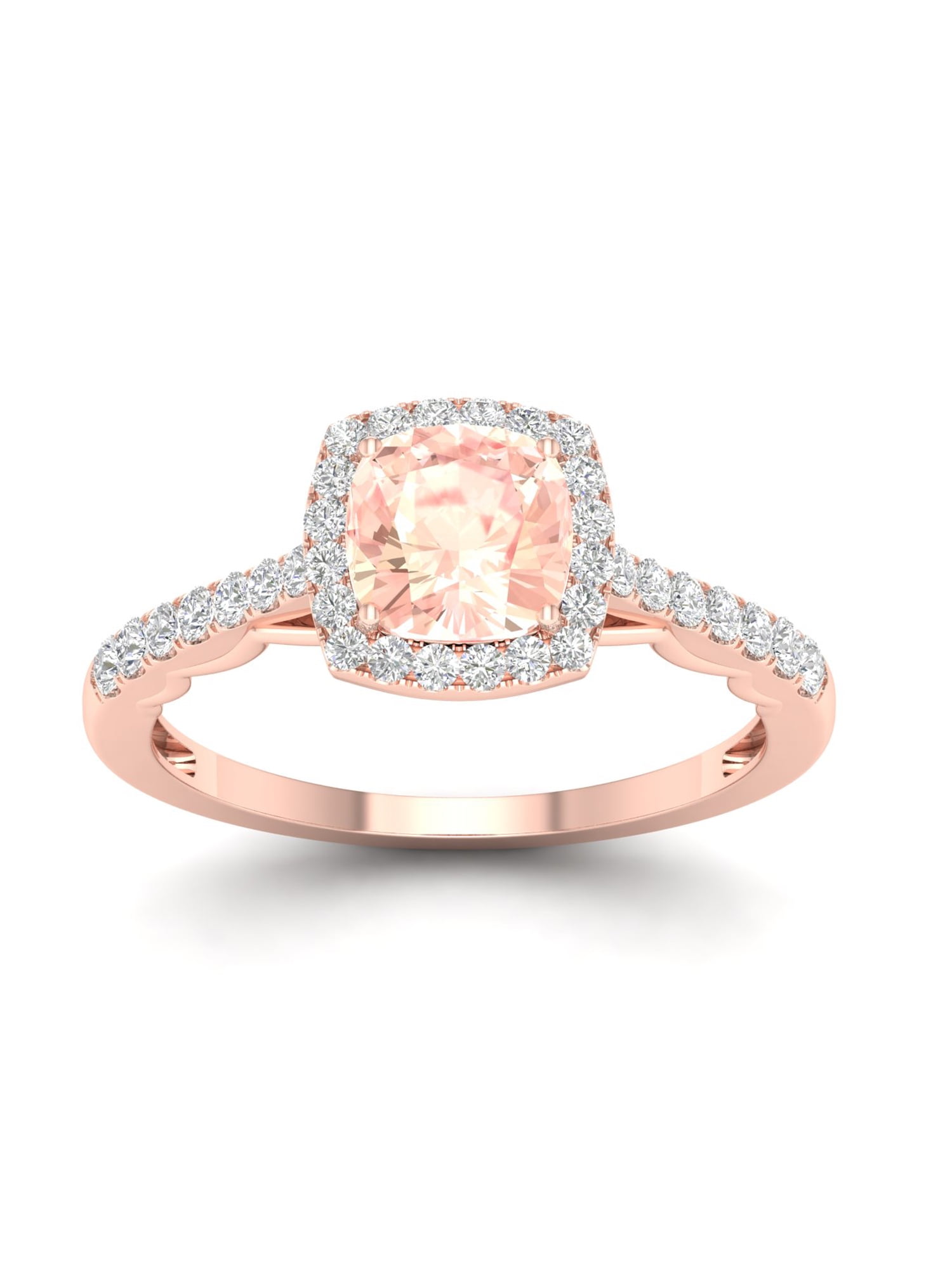 Womens Diamond Accent Genuine Pink Morganite 10K Rose Gold Heart