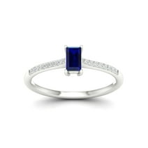 Imperial Gemstone 10K White Gold Blue Sapphire 1/10 CT TW Diamond Ring