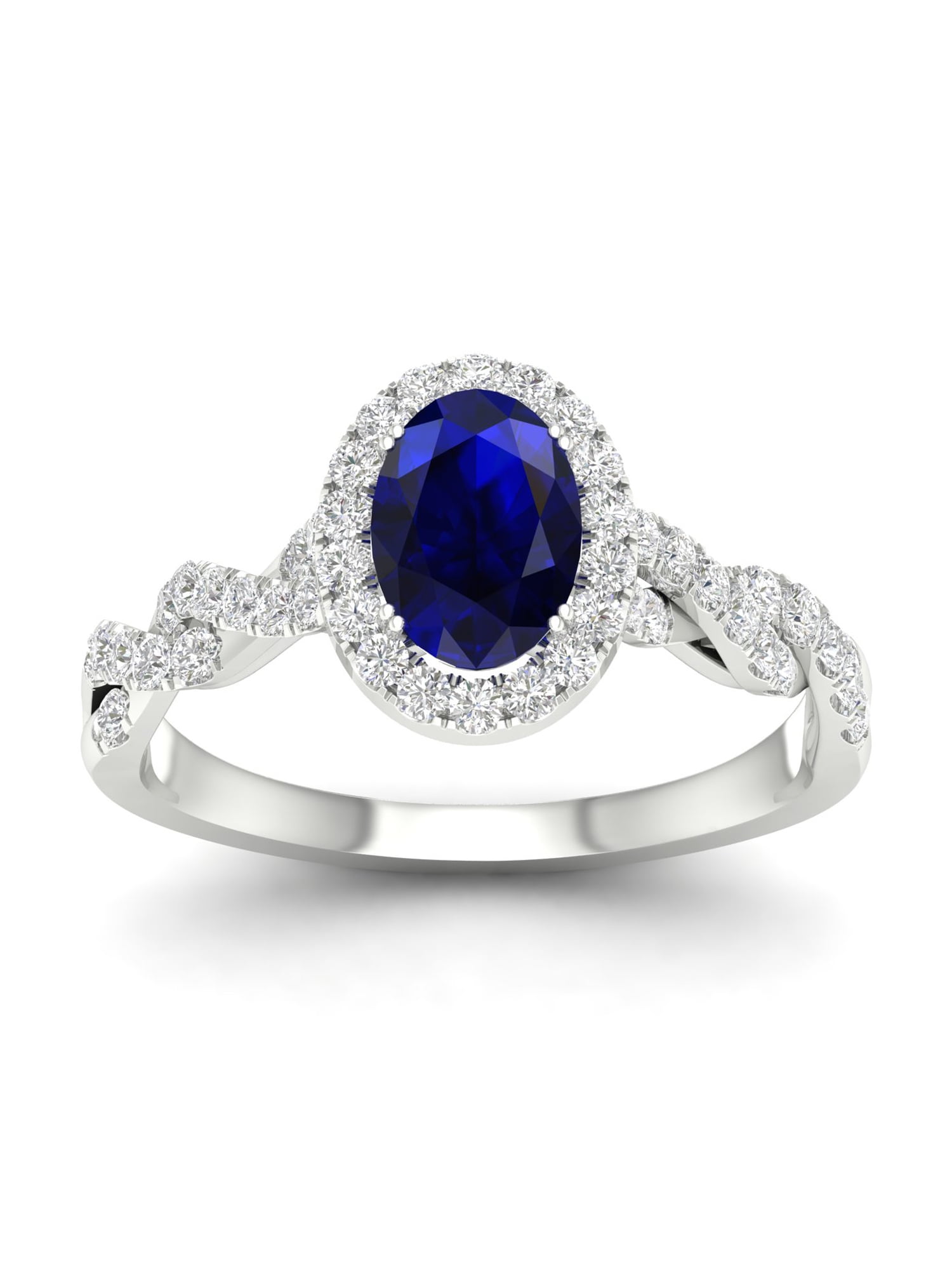 Imperial Gemstone 10K White Gold Blue Sapphire 1/3 CT TW Diamond Women ...