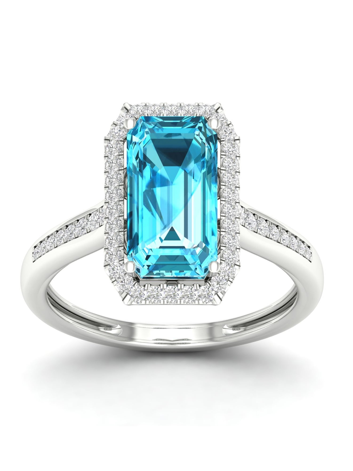 Imperial Gemstone 10K White Gold Emerald Cut Swiss Blue Topaz 1/5 CT TW ...