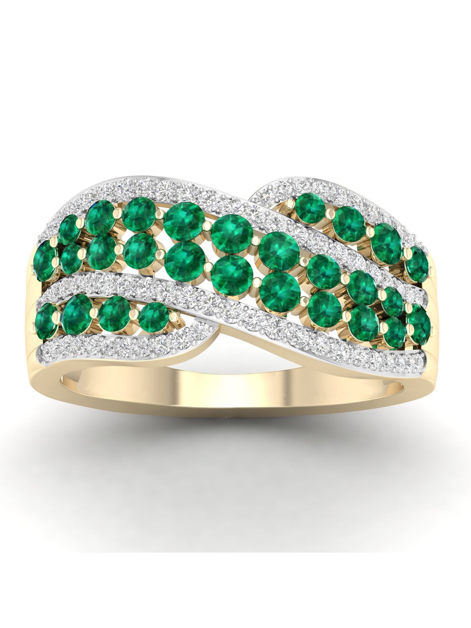 Imperial Gemstone 10K Yellow Gold Emerald 1/4 CT TW Diamond Women's ...