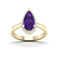 thumbnail image 1 of Imperial Gemstone 10K Yellow Gold Pear Cut Amethyst 1/10 CT TW Diamond Halo Women's Ring, 1 of 5