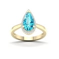 thumbnail image 1 of Imperial Gemstone 10K Yellow Gold Pear Cut Swiss Blue Topaz 1/10 CT TW Diamond Halo Women's Ring, 1 of 5