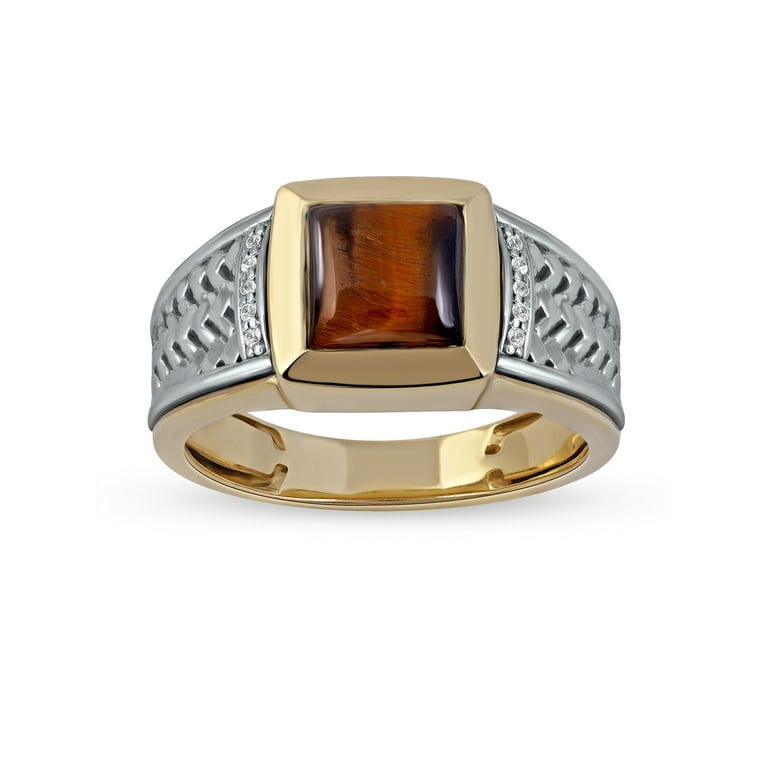 Mens tigers eye ring in 10k gold with 2025 diamond accents