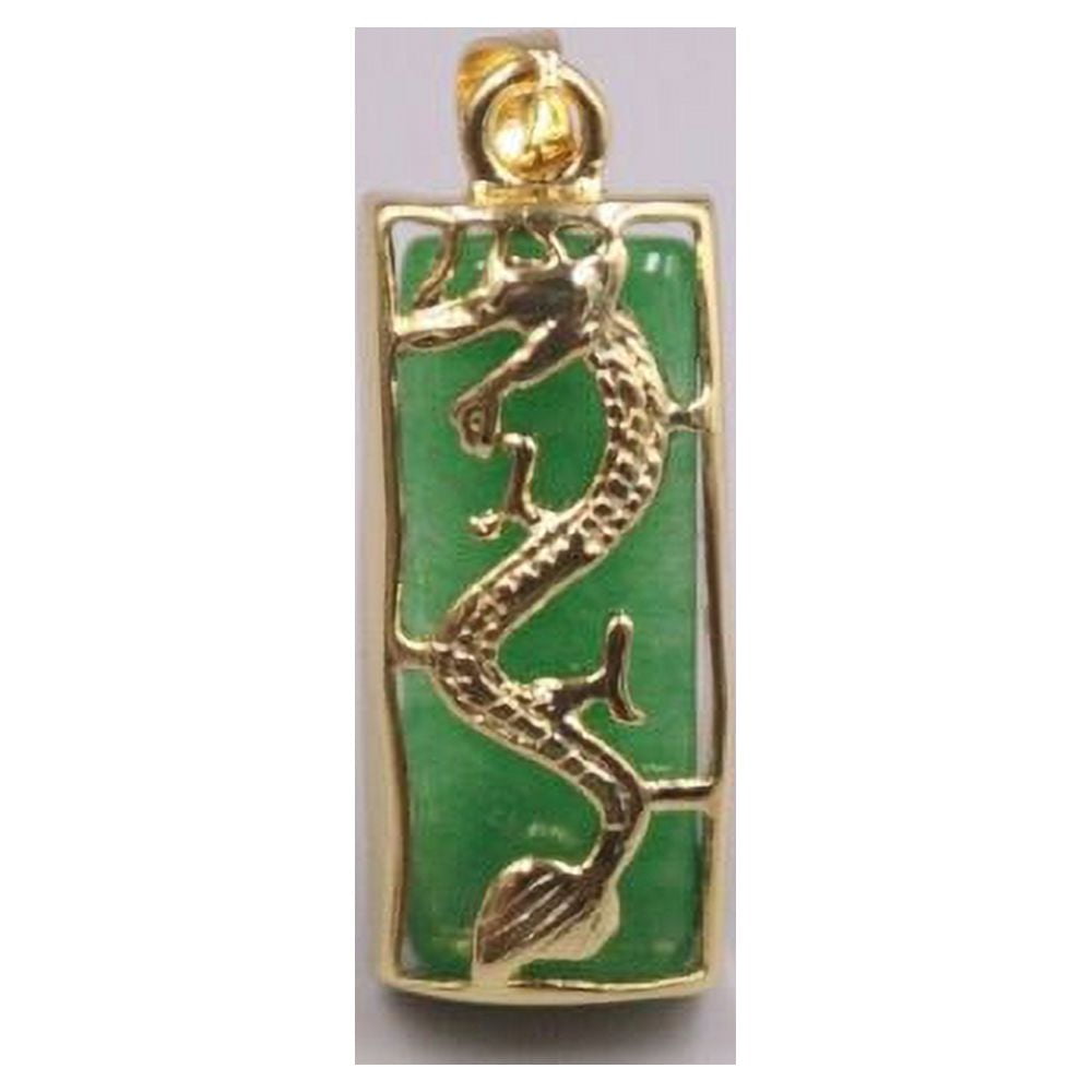 TIANTUTUTEC Imperial Green Jade Golden Dragon Pendant with Gold and Jade