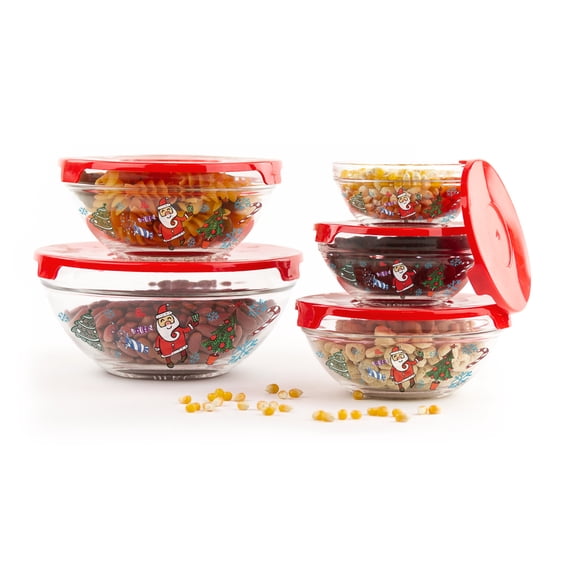 Imperial Home 10 Pc Christmas Glass Food Containers with Lids