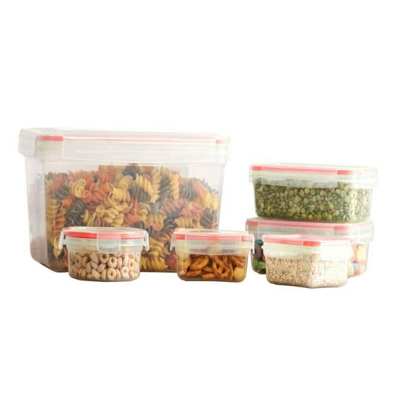 Imperial Home 12 Pc Food Storage Containers W/Red Lids - Container Set - BPA Free