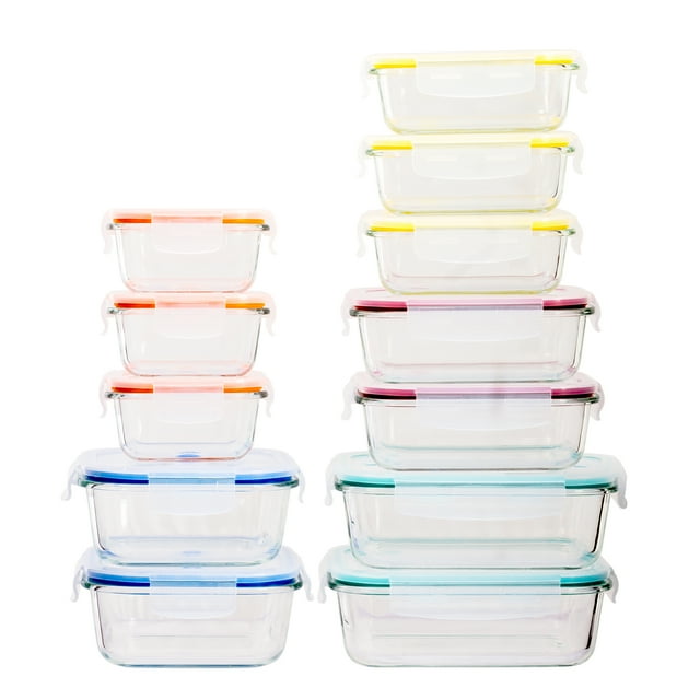 Imperial Home 24 pcs. Glass Meal Prep Storage Container Set W/ Snap Locking Lid
