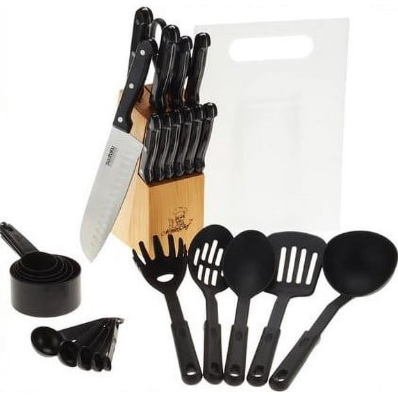 29-Piece Stainless Steel Kitchen Knives or Knife Set with Block & Kitchen Utensils