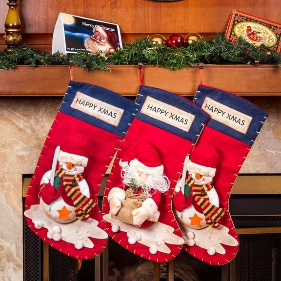 Imperial Home 3 Pc High Quality Santa Claus Christmas Stockings - 22" Large Holiday Stockings