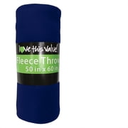 Imperial Home 50  x 60  Soft Plush Fleece Throw Navy Blue - Single Pack