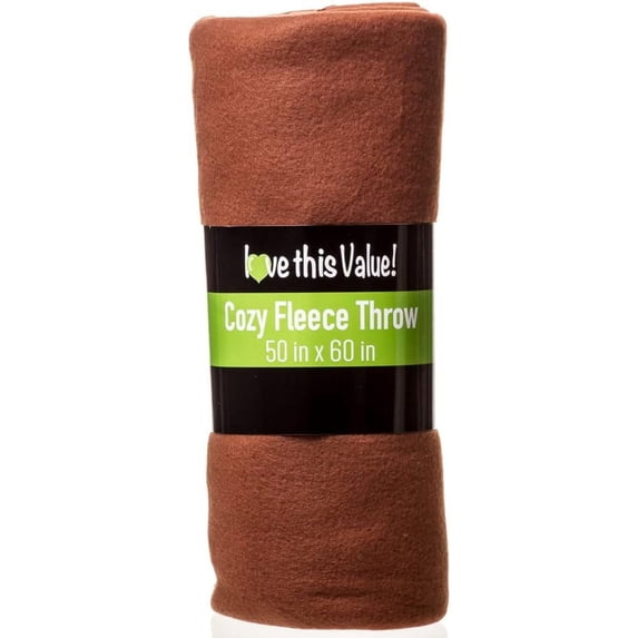 Imperial Home 50” x 60” Soft Fleece Throw Blanket for Home & Travel, Brown 24-Pack