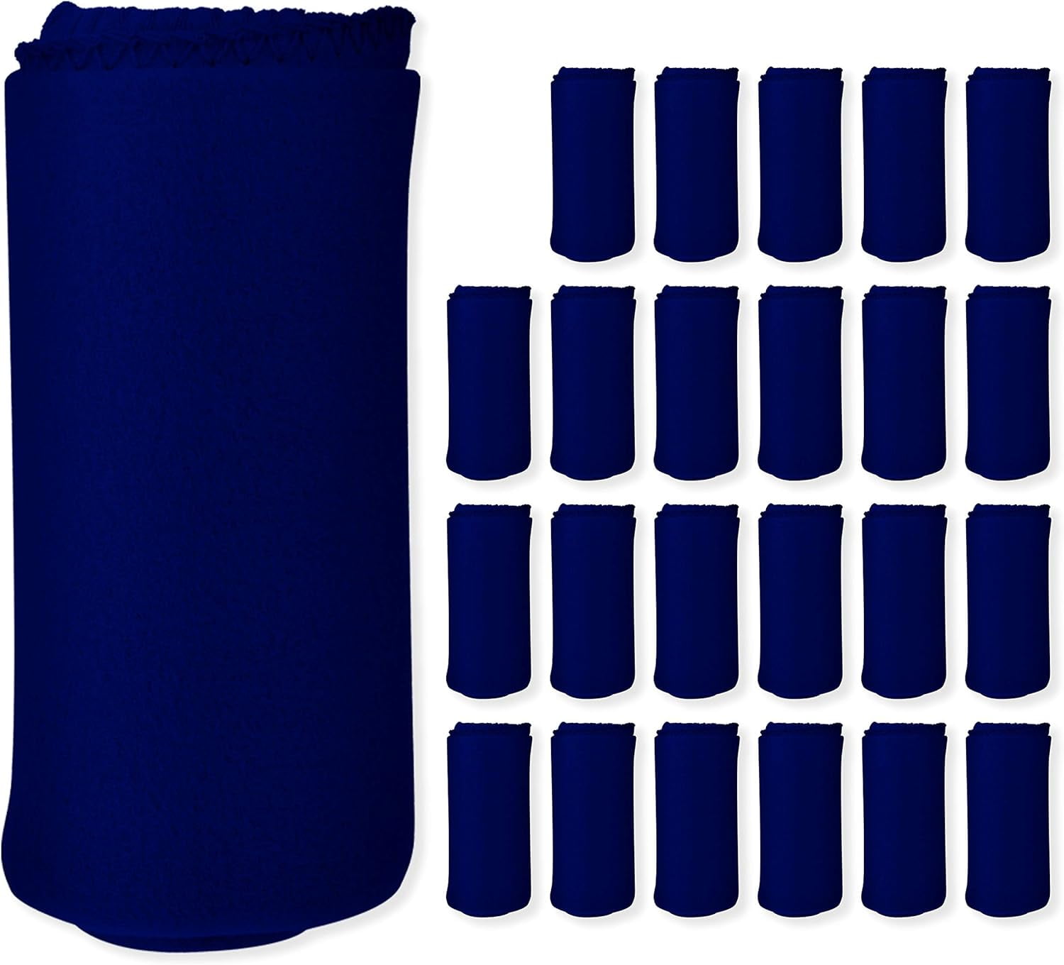 Imperial Home 50” x 60” Soft Fleece Throw Blanket for Home & Travel, Navy Blue 24-Pack
