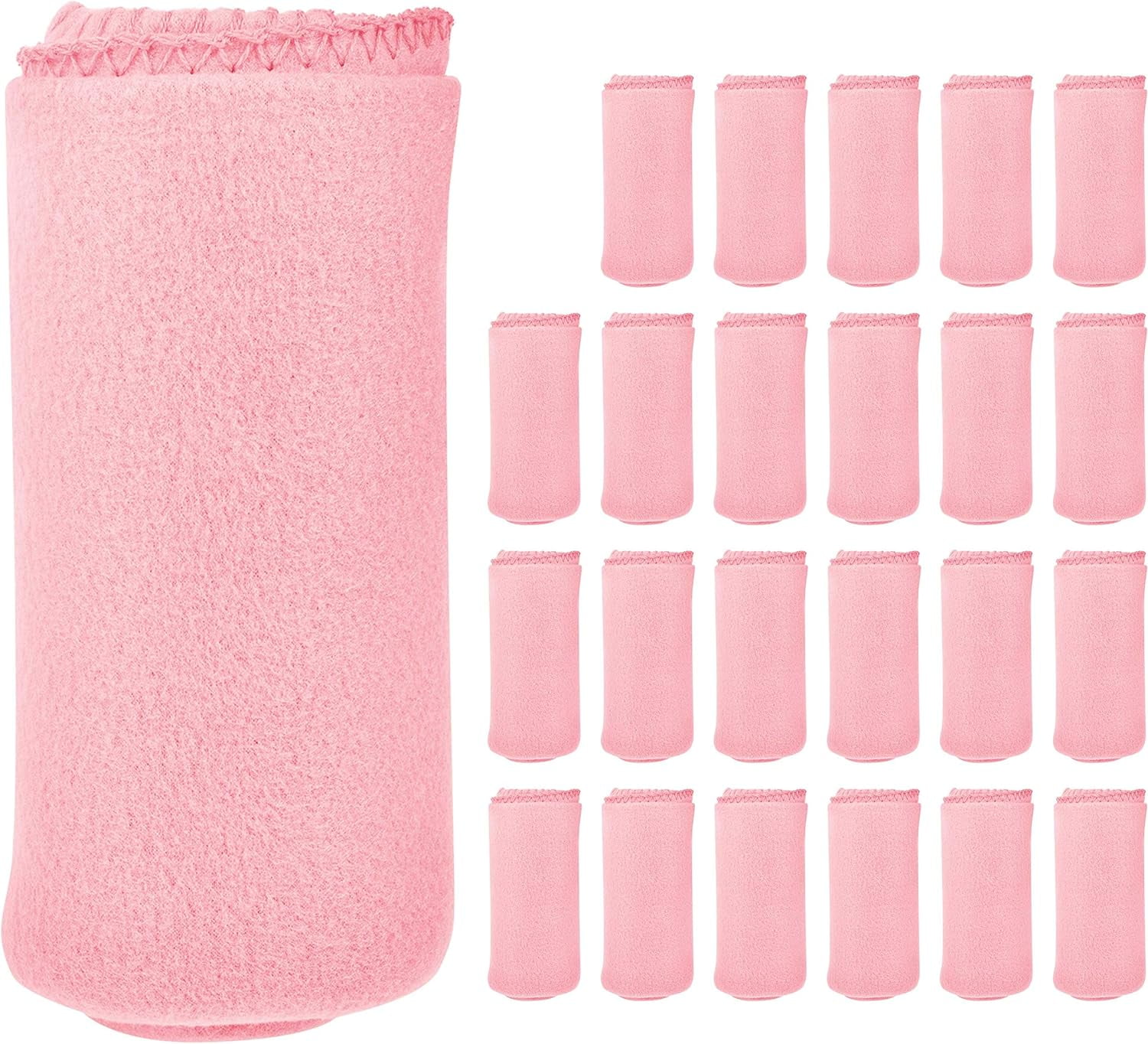 Imperial Home 50” x 60” Soft Fleece Throw Blanket for Home & Travel, Pink 24-Pack