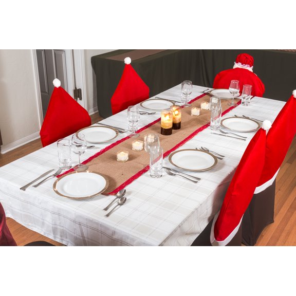 Imperial Home 70" Burlap Table Runner - Red Border