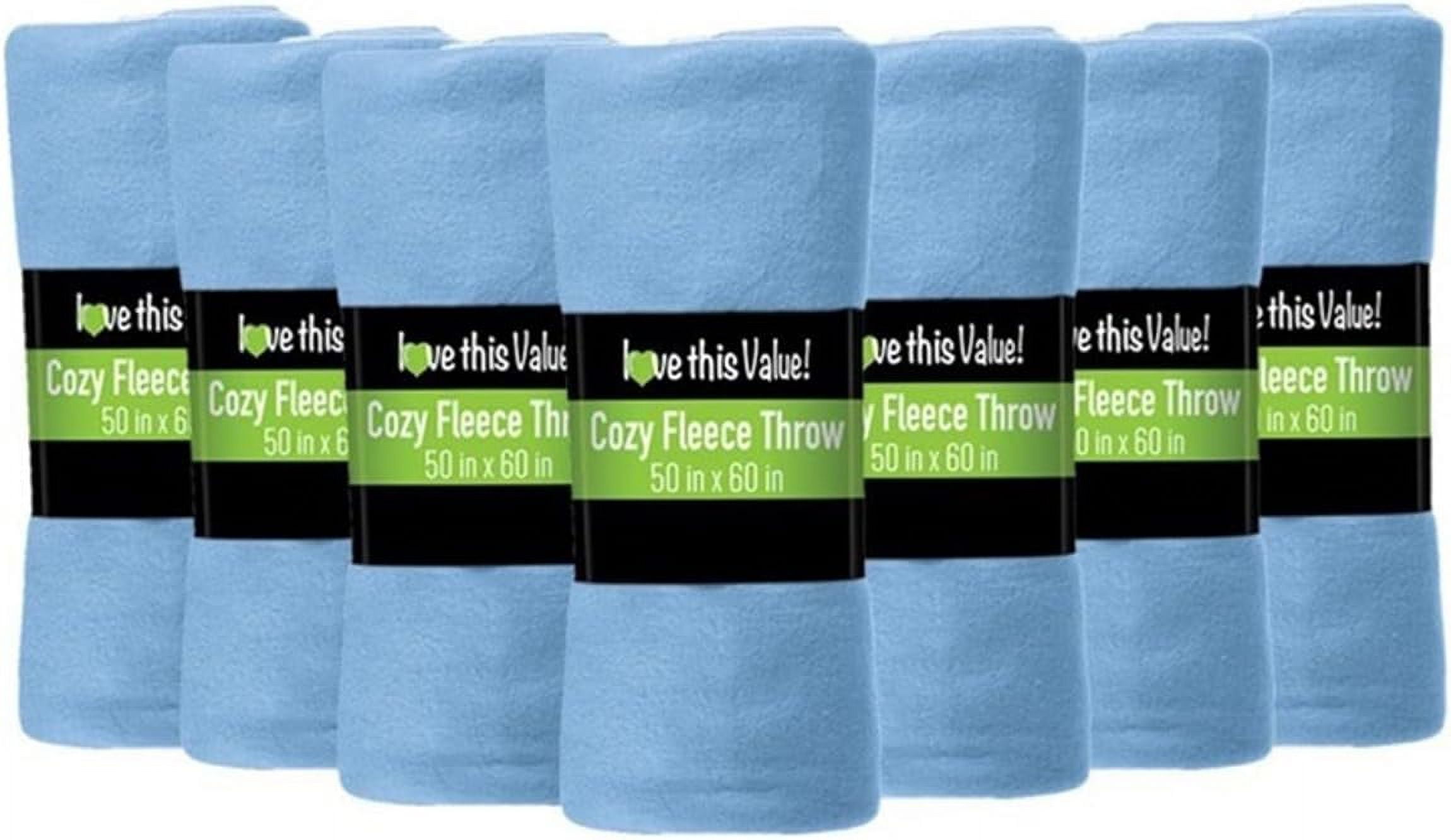 Imperial Home Fleece Blankets Bed, Travel & Throw Blanket Bulk Pack, Blue 12-Pack