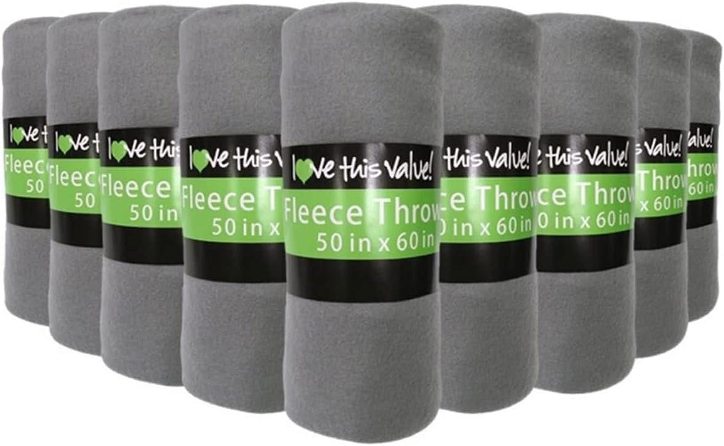 Imperial Home Fleece Blankets Bed, Travel & Throw Blanket Bulk Pack, Gray 12-Pack