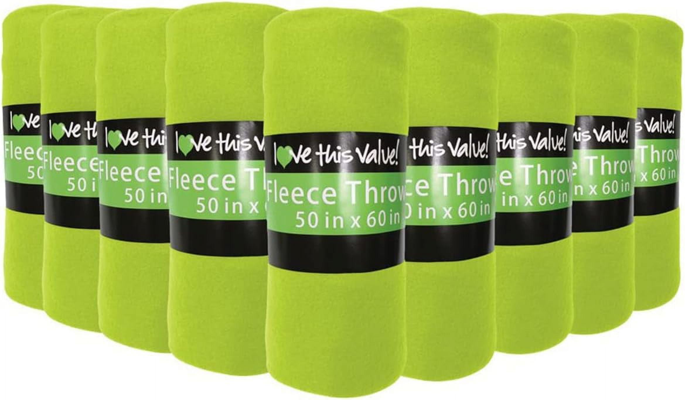 Imperial Home Fleece Blankets Bed, Travel & Throw Blanket Bulk Pack, Lime Green 12-Pack