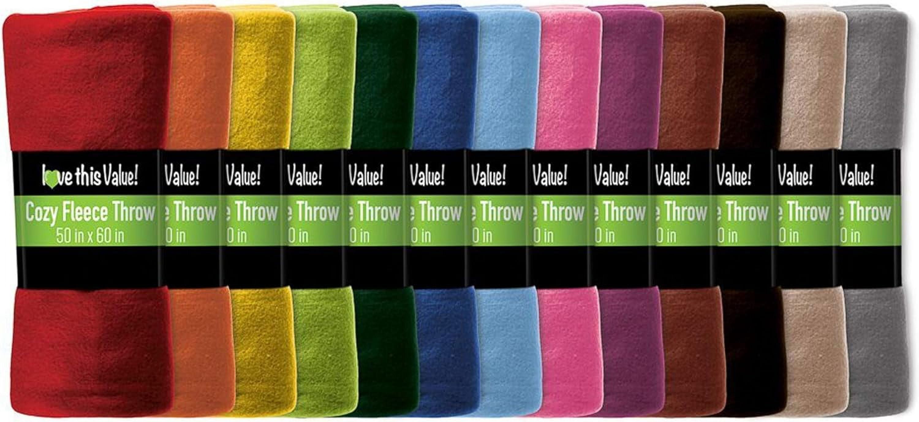 Multicolor Soft Fleece Throw Blankets for Pets and Kids, Set of 12