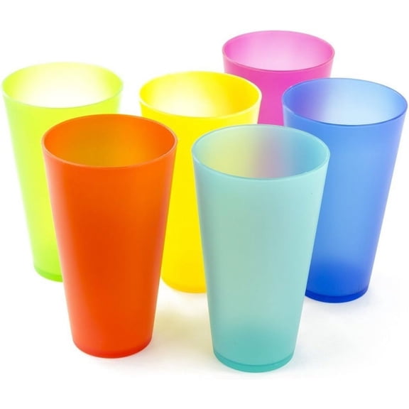 Imperial Home Picnic Drinking Cups Reusable Plastic Drinkware in Multiple Colors, 6-Pack