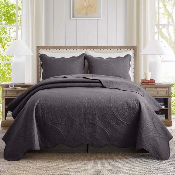 Imperial Homeware 3 Pcs Quilt Bedding Set Reversible Microfiber Coverlet with Pillow Shams for Summer - Lightweight Design Embossed Quilt Bedspread Smooth And Skin Friendly Twin size