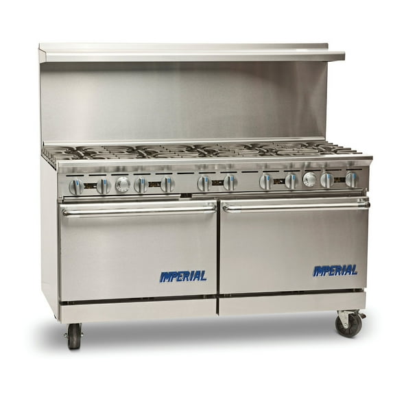 Imperial IR-10 Ten Burner 60" Gas Restaurant Range - 390,000 BTU with Two Standard Ovens