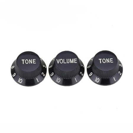 Imperial Inch Size 1 Volume 2 Tone Strat Knobs Set for USA Made Stratocaster Electric Guitar Black