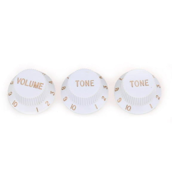 Imperial Inch Size 1 Volume 2 Tone Strat Knobs Set for USA Made Stratocaster Electric Guitar White
