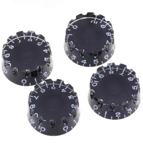 Imperial Inch Size Knurled Control Speed Knobs for USA Made Les Paul Style Electric Guitar Set of 4 Black