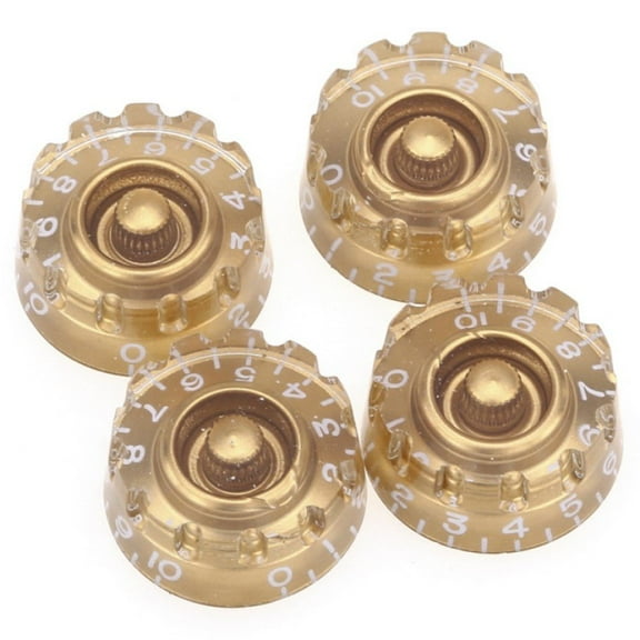 Imperial Inch Size Knurled Control Speed Knobs for USA Made Les Paul Style Electric Guitar Set of 4 Gold