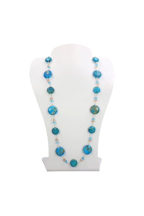 Imperial Jasper Crystal Mix Long Layering Necklace