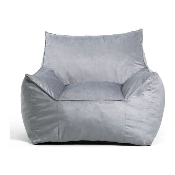Big Joe Imperial Lounger Foam Filled Bean Bag Armchair with Removable Cover, Gray Plush, Soft Polyester, 4 feet Big