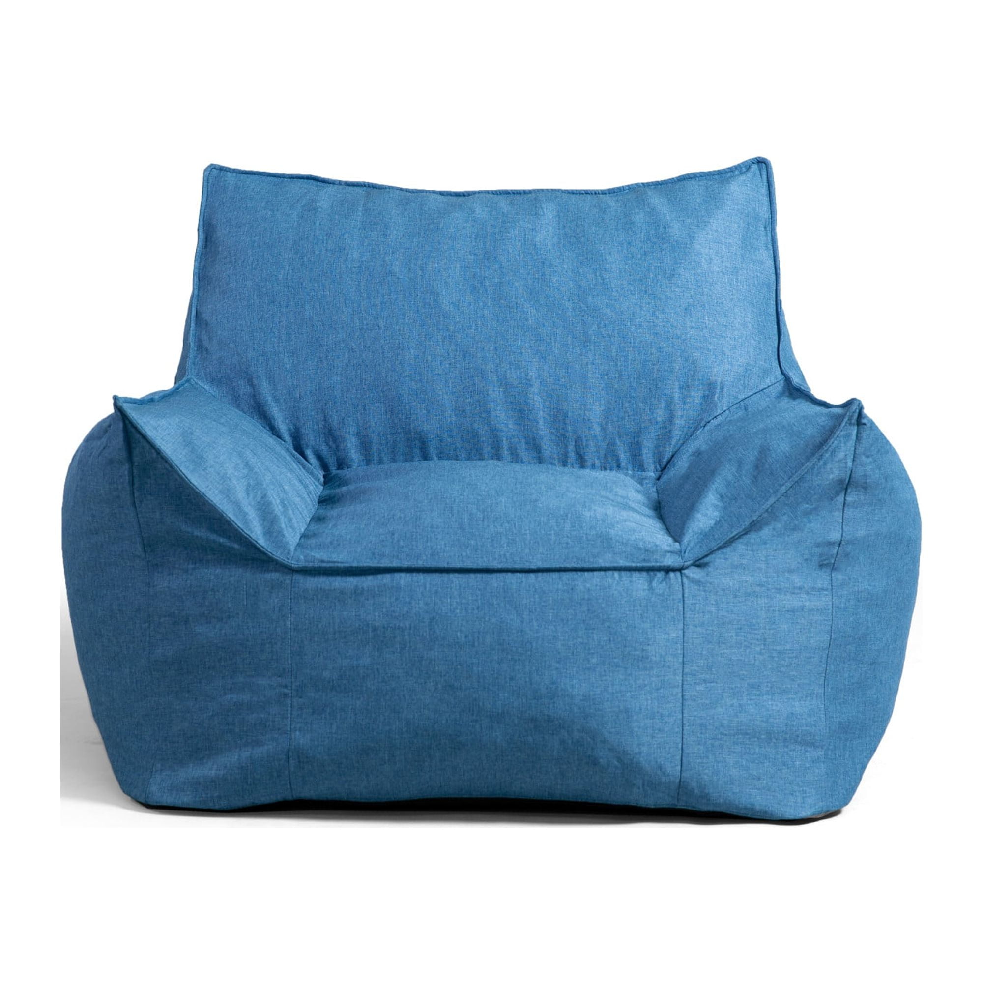Pacific Blue Denim Foam Filled Bean Bag Lounger with Removable Cover