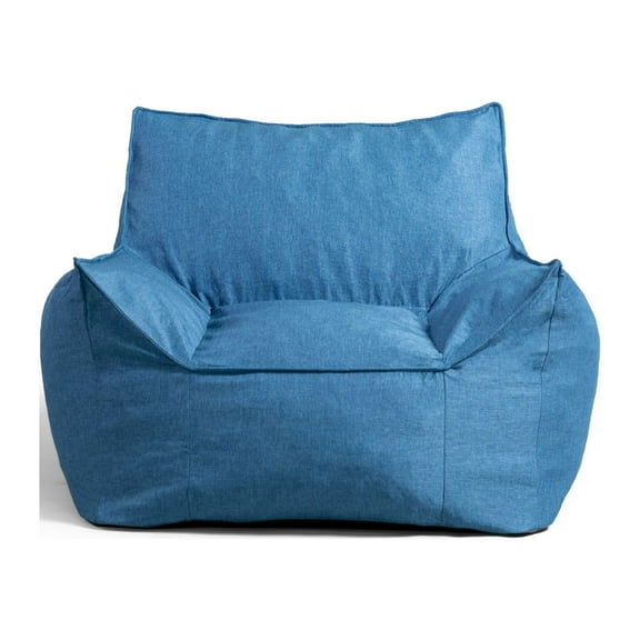 Big Joe Imperial Lounger Foam Filled Bean Bag Armchair with Removable Cover, Pacific Blue Union, Durable Woven Polyester, 4 feet Big