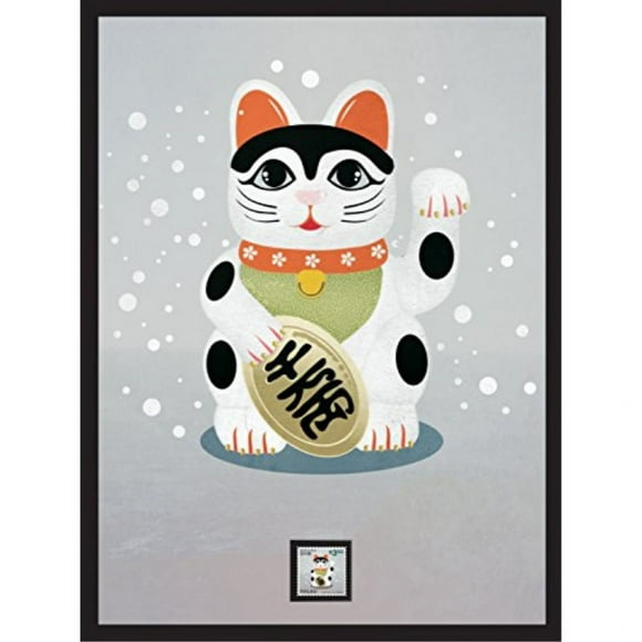 Imperial Mint Maneki-Neko Framed Artwork w/ Postage Stamp